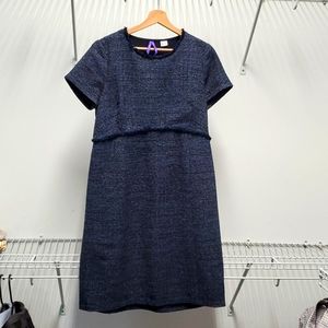 Seraphine navy blue boucle maternity shift dress